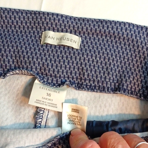 Vanhuesen Tweed Blue & White Casual Pants Sz 16 Stretch - Picture 5 of 8